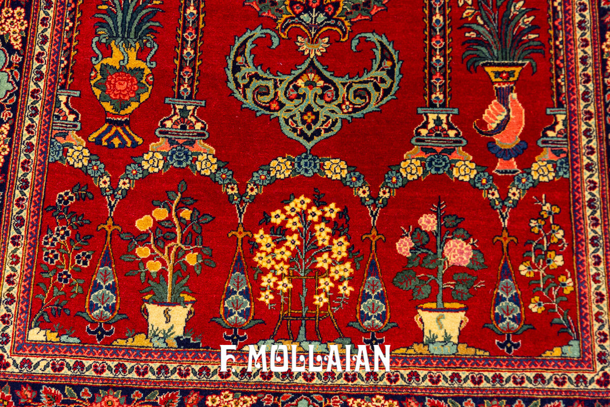 Kashan Dabir Carpet Red Prayer Field  n°:802543